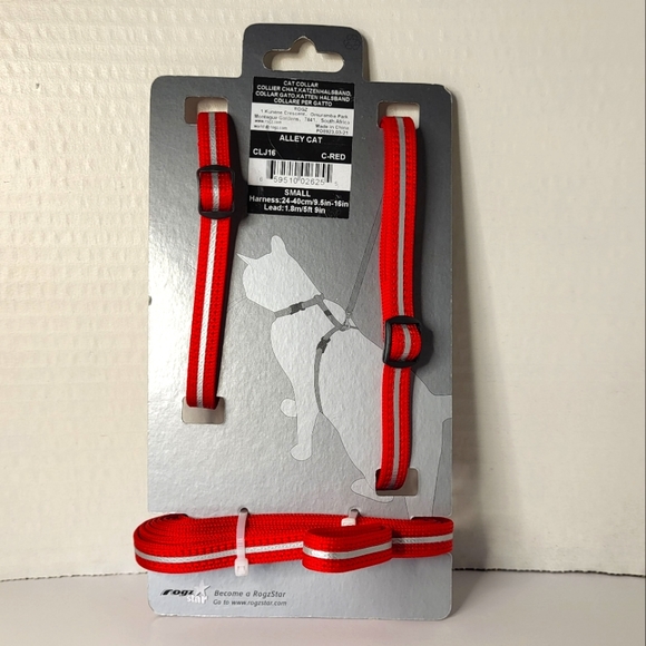 ROGZ CAT HARNESS AND LEAD - RED - (SMALL) - Picture 2 of 2